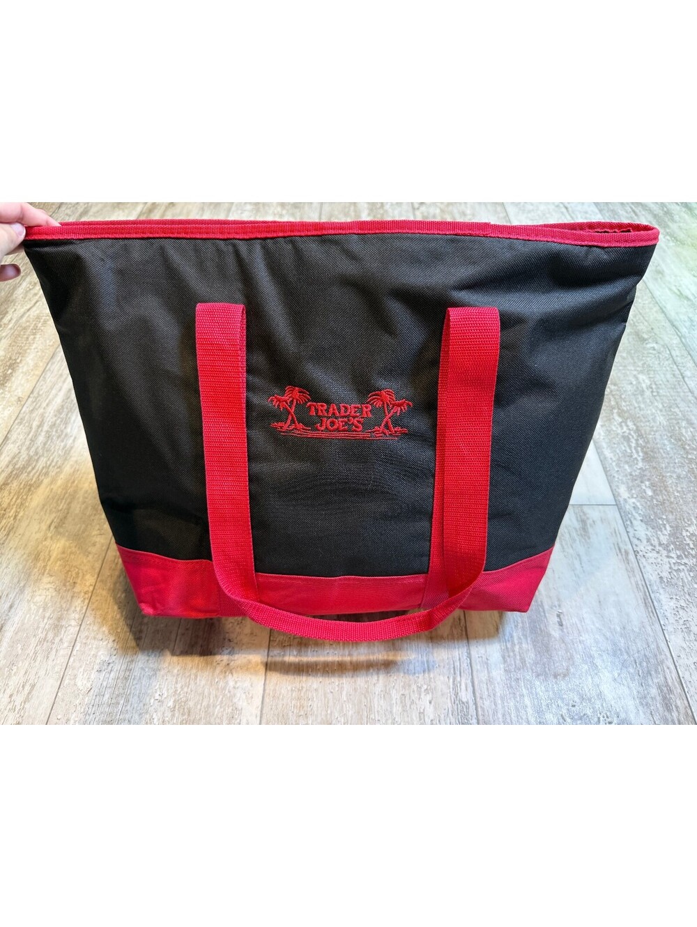 Trader Joe’s Black Red Insulated Cooler Tote Bag Reusable Grocery
